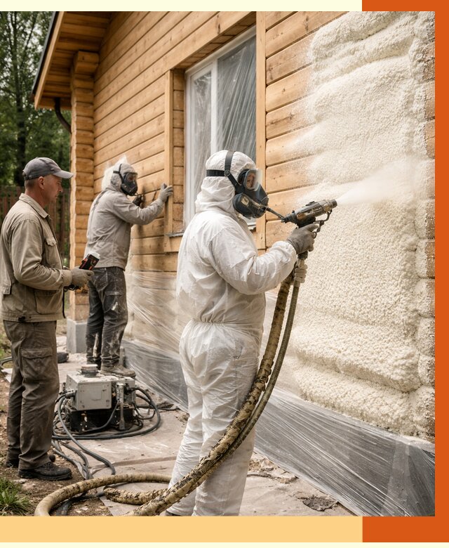 Утепление дома из бруса ППУ в Рассказово от 3933 руб/м2 под ключ | ТепломастерРсз